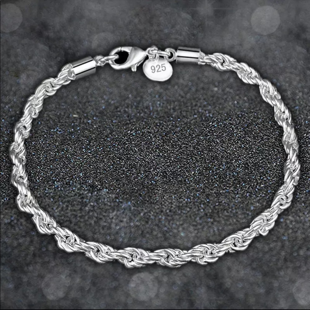 NEW 925 Sterling Silver Twisted Rope Bracelet - Picture 5 of 6